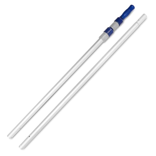 Poolvio 12 FT Telescopic Swimming Pool Pole - Adjustable 2 Piece Aluminum Pool Pole for Pool Cleaning Skimmer Nets Vacuum Heads & Brushes, Strong Grip & Lock