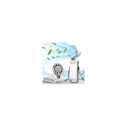 PlayHot Upgraded Portable Handheld Fan with 60°F Ice Cooling, Up tp 12Hrs Personal Fans Portable Rechargeable, 5 Speed 25550RPM Powerful Portables Fan Handheld, Hand/Neck/Desk Fan 3 IN 1(White)