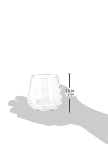 Basics Tritan Glasses, Dishwasher Safe, BPA-Free Plastic, Stemless Wine, Shatterproof, Looks Like Glass, 14-oz, Clear, Set of 4