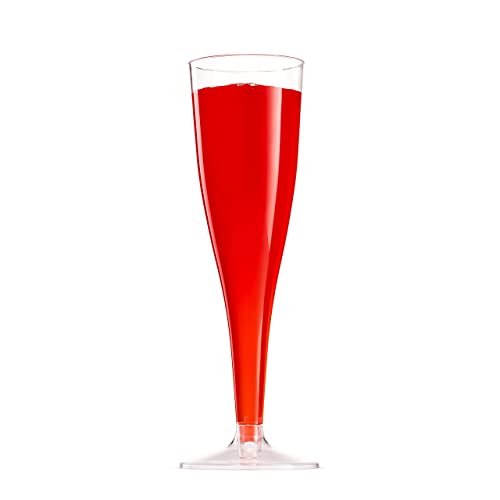 Munfix 100 Plastic Champagne Flutes - 5 Oz Disposable Clear Champagne Glasses for Parties, Mimosa Bar, Events, Wedding and Shower Party Supplies - Toasting Cocktail Cups