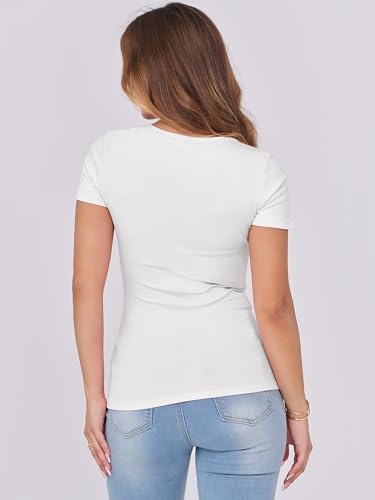 ANRABESS Women Short Sleeve Tops Scoop Neck Ribbed Knit Slim Fitted Basic Tee Shirt Casual Summer Clothes 2026 Spring Outfits