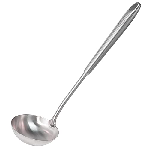 Newness Soup Ladle, Rustproof, Heat Resistance, Integral Forming Resilient 304 Stainless Steel Soup Spoon with Vacuum Ergonomic Round Handle