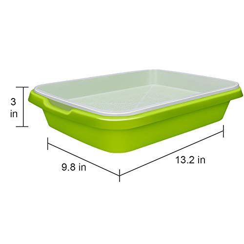 SUNPRO 2-Pack Seed Sprouter Tray with Humidity Lid, BPA Free Food Grade Soil-Free Sprouting Kit, Large Capacity Wheatgrass Grower & Microgreens Germination Station for Beans, Peas, Cat Grass (Green)