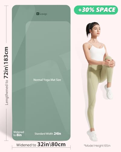 KEEP Yoga Mat - Premium 7mm Thick Exercise Mat, Anti-Tear 32'' Extra Wide Fitness Mat with Strap for Men & Women, Non Slip Pilates Mat for Home Yoga, Pilates, Gym, Stretching, Floor & Fitness Workouts