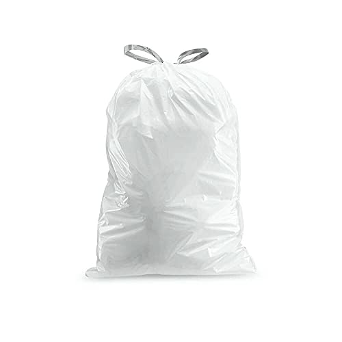 Plasticplace Custom Fit Trash Bags, Compatible with Simplehuman Code Q (50 Count), 13-17 Gallon Drawstring Garbage Liners, Heavy Duty Tear-Resistant