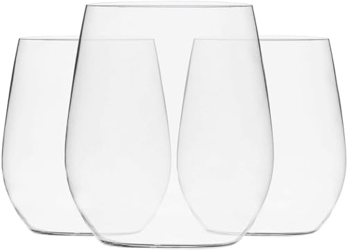 Munfix Plastic Stemless Wine Glasses, Disposable 10 Oz Clear Wine Cups Shatterproof Recyclable and BPA-Free, 48 Pack