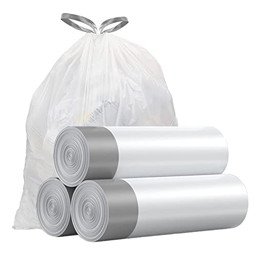 Small Trash Bags 4 Gallon - Drawstring 4 Gallon Trash Bag, Individual Unscented Small Garbage Bags, White 4 Gal Trash Can Liners Bathroom Trash Bags, 57 Count