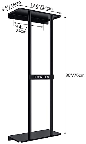 Towel Racks for Bathroom, Bathroom Towel Storage Wall Mounted 30 inch with Shelf Can Holds 6 Large Towels, Wall Towel Rack for Rolled Towels, Black