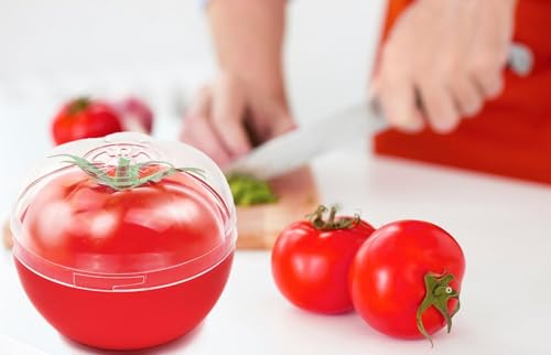 Onion Keeper for Refrigerator, Reusable Food Storage Container with Lid, Onion Tomato Vegetable Saver Organizer, Clear Lid, Tight Seal