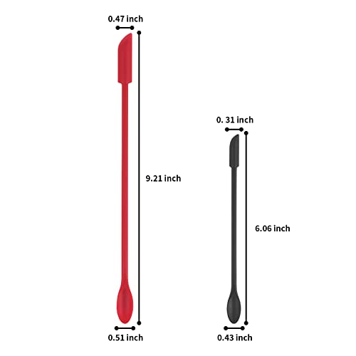 Mini Spatula Silicone Spatula Set - Cuttte 2pcs Small Makeup Scrapers for Cosmetics, Reusable Beauty Tiny Tools, Thin Jar Scraper, Get Last of Makeup Out, Black and Red