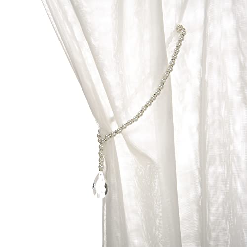 SUQ I OME 1 Pair of Luxury Crystal Beaded Magnetic Curtain Tieback and Holdback Curtain Clips Curtain Buckle Curtain Holder Blingbling Curtain Holdbacks for Drapes,Crystal