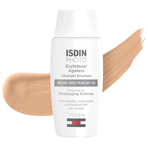 ISDIN Eryfotona Ageless Tinted Mineral Sunscreen SPF 50, Anti-Aging Face Sunscreen with Zinc Oxide, DNA Repairsomes & Vitamin E, Universal Tint No White Cast, Dermatologist Recommended