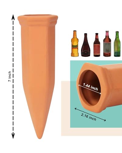 vensovo 10pcs Terracotta Watering Spikes - Automatic Self Watering Stakes, Plant Watering Devices for Wine Bottles Recycled Bottles, Clay Plant Garden Waterers for Vacations