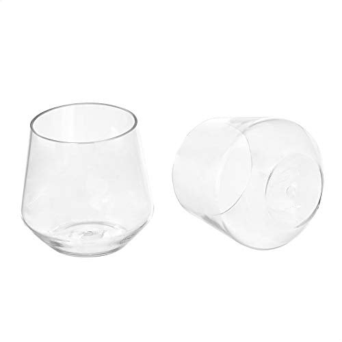 Basics Tritan Glasses, Dishwasher Safe, BPA-Free Plastic, Stemless Wine, Shatterproof, Looks Like Glass, 14-oz, Clear, Set of 4