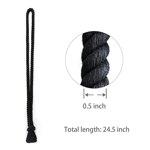 2 Pack Curtain tiebacks Rope, Outdoor Curtain Tiebacks, Natural Cotton Curtain Ties, Village Rural Rustic Farmhouse Curtain Holdbacks Curtain tie Backs Holders for Heavy Duty Drapes, Black