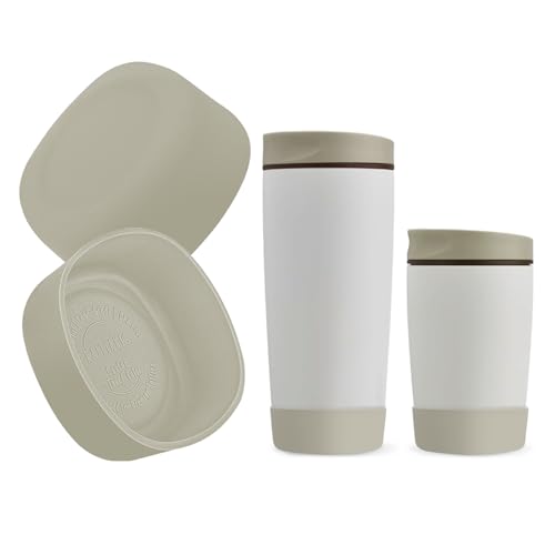 2pcs Silicone Boot for Owala SmoothSip Slider Coffee Tumbler 20oz 12oz, Anti-Slip Sleeve for Travel Coffee Mug, Protective Accessories for Owala BPA Free (Vanilla Bean)