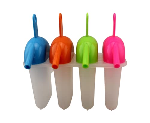 Ice Lolly Popsicle Molds with Straw 4 Pack BPA Free Freezer Pop Mold Maker for Juice Yogurt Fruit Kids