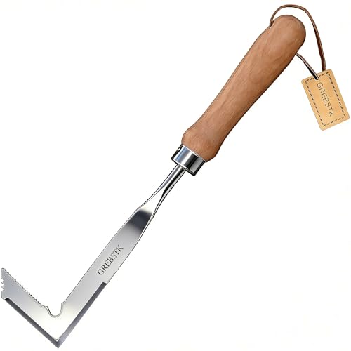 GREBSTK Crack Weeder Crevice Weeding Tool Stainless Steel Manual Weeder Beech Handle Gardening Tool