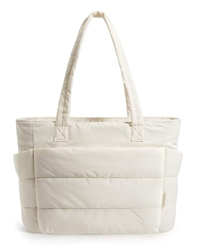 BAGSMART Tote Bag for Women, Lightweight Puffy Tote Bag with Compartments Shoulder Bag Handbag for Travel, Work, Gym | Lightweight, Puffy, Quilted, for Travel, Work