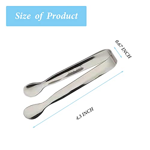 6PCS Ice Tongs Mini Sugar Tongs 4.25Inch Stainless Steel Kitchen Utensils Set,Small Serving Tong and Tiny Kitchen Tong for Appetizers,Tea Party, Coffee Bar, Desserts by Sunenlyst (Silver)