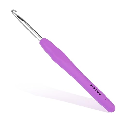 SHWAKK Crochet Hook, 5.0 mm Ergonomic Crochet Hook, Crochet Needles for Arthritic Hands, Knitting Needles with Soft Handle Beginners and Experienced Hobbyists (5.0 mm)