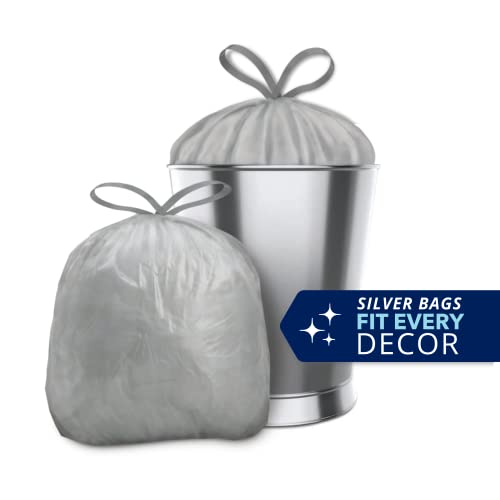 Color Scents Small Trash Bags - 4 Gallon, 200 Bags (1 Pack of 200 Count), Drawstring - Silver Bag in Simply Clean Scent with Microban