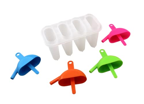 Ice Lolly Popsicle Molds with Straw 4 Pack BPA Free Freezer Pop Mold Maker for Juice Yogurt Fruit Kids