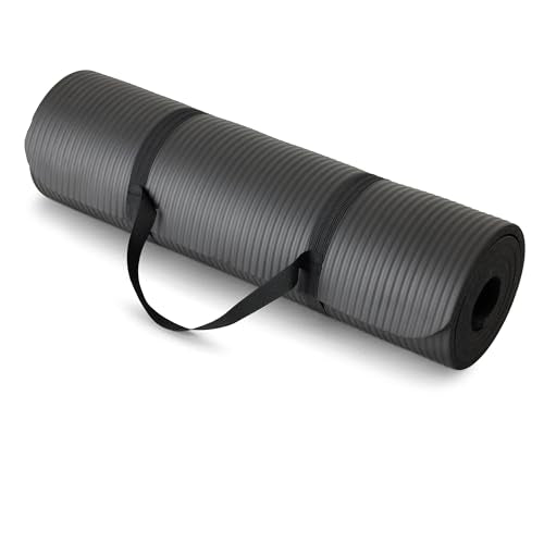 Basics Extra Thick Exercise Yoga Mat with Carrying Strap