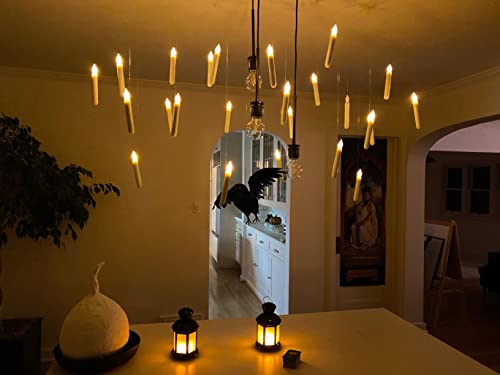 Homemory Hanging Floating Candles with Wand Remote and String, Flying Flameless LED Taper Candles Warm White Light, Battery Operated Window Candles