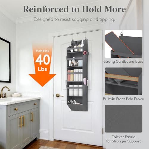Lifewit Over the Door Storage, 5 Section Cabinet Door Organizers Dark Gray