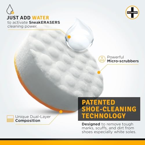 SneakERASERS Instant Sneaker Cleaner, Premium Shoe Cleaning Kit for Sneakers, Dual-Sided Sponges, Effective for Tennis Shoes & Women Men Sneakers, Gentle Rub Design (10 Pack)