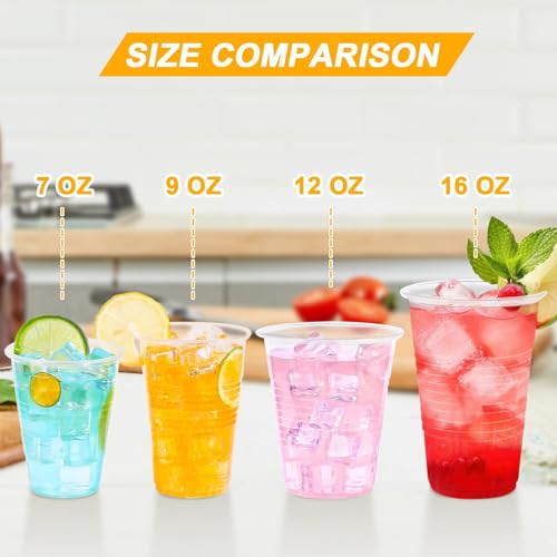 BYSNOW 7 oz Clear Plastic Cups, 500 Count Bulk, PP Clear Plastic Cups for Party with Higher Heat Resistance, Suit for Hot Beverages, Soda, Juice (7oz 500count)
