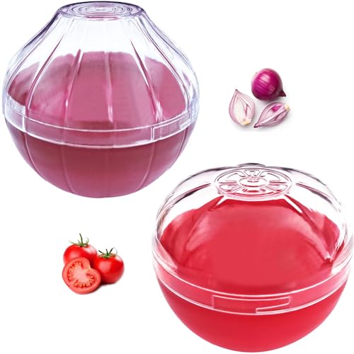 Onion Keeper for Refrigerator, Reusable Food Storage Container with Lid, Onion Tomato Vegetable Saver Organizer, Clear Lid, Tight Seal