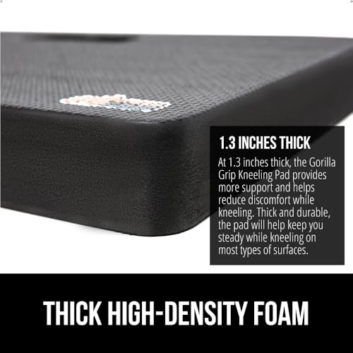 GORILLA GRIP® Extra Thick Patent Pending Supportive Foam Kneeling Pad, Large Cushion Knee Pads for Gardening, Baby Bath Time, Dirt and Water Resistant, Workout and Garden Supplies, 17.5x11, Black
