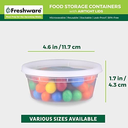 Freshware Food Storage Containers 50 Set 8 oz Plastic Deli Containers with Lids, Slime, Soup