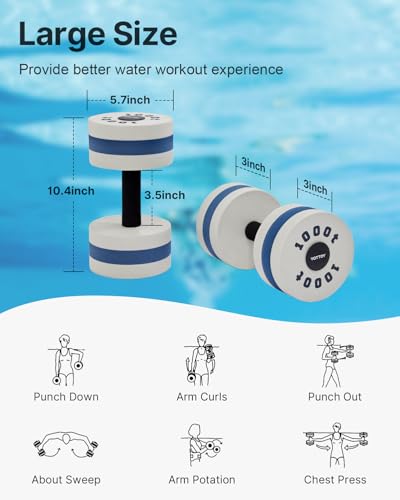 YOTTOY Water Dumbbells for Pool Exercise,Foam Aquatic Dumbbells for Water Aerobics,Resistance Training & Physical Therapy,Pool Weights for Water Workouts,Aqua Fitness,Set of 2