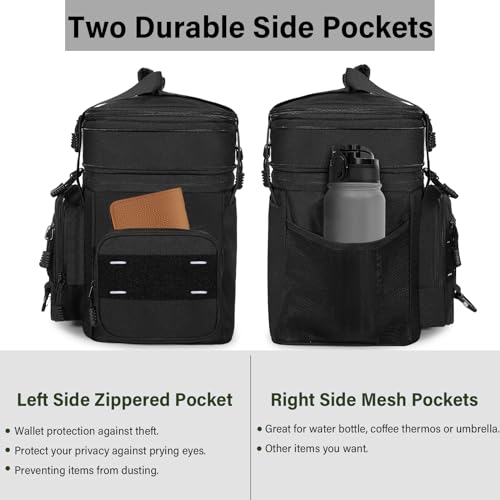 TENKIST Expandable Tactical Lunch Box, Large Insulated Lunch Cooler Bag Heavy Duty Leakproof Lunch Pail for Men Adults Work Office Outdoor Picnic Trips,16L,Black