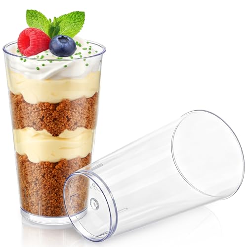 Peohud 100 Pack 3oz Plastic Dessert Cups with Spoons, Mini Dessert Shooter Cups, Disposable Parfait Appetizer Cups Shot Glasses for Desserts, Pudding, Event and Party