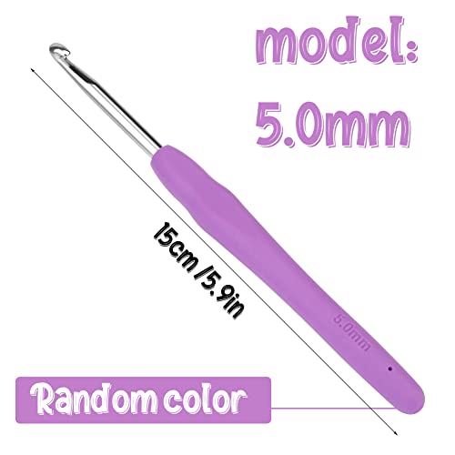 SHWAKK Crochet Hook, 5.0 mm Ergonomic Crochet Hook, Crochet Needles for Arthritic Hands, Knitting Needles with Soft Handle Beginners and Experienced Hobbyists (5.0 mm)