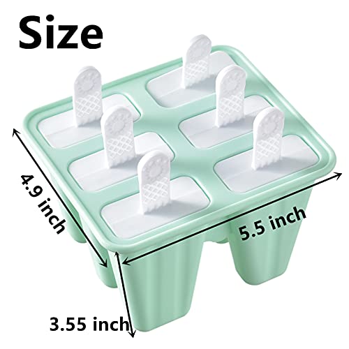 Popsicle Mold,Popsicle Molds 6 Pieces Silicone Ice Pop Molds BPA Free Popsicle Mold Reusable Easy Release Ice Pop Make (Green)