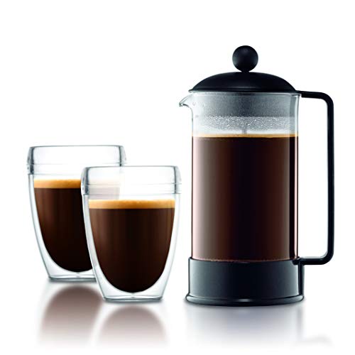 Bodum 34oz Brazil French Press Coffee Maker, High-Heat Borosilicate Glass, Red - Made in Portugal