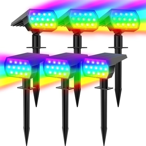 WELALO Color Changing Solar Lights Outdoor, IP68 Waterproof, RGB, 6 Pack