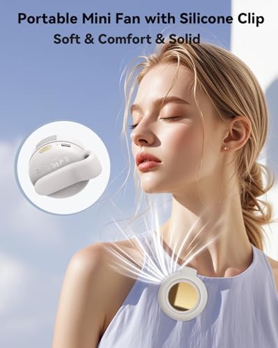 Portable Silent Mini Bladeless Fan Clip On, Small Fan Clip on for Shirt & Waist, Adjustable 3-Speed Suspended Whirlwind Fans, For Outdoor & Travel & Office, Travel Accessories, Gift