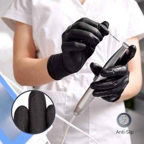 SwiftGrip Disposable Nitrile Exam Gloves, Black Nitrile Gloves Disposable Latex Free for Medical, Cooking & Esthetician
