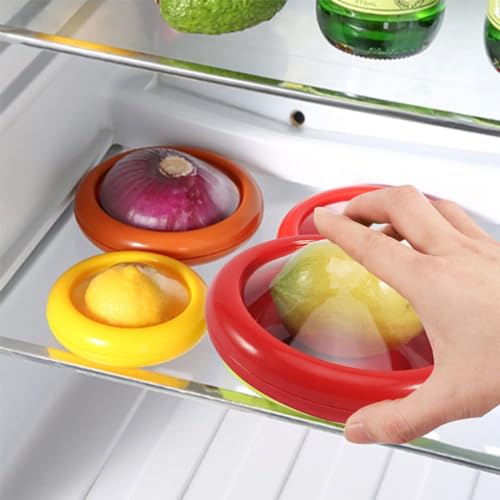 Reusable Fruit and Vegetable Storage Containers Lemon Keeper Tomato Holder Silicone Food Savers Fresh Stretch Pod for Fridge 2 Pack