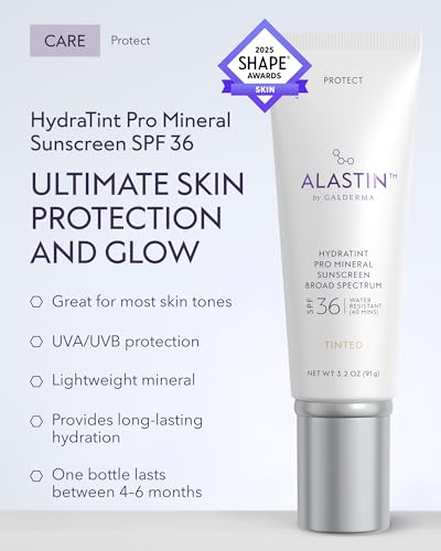 ALASTIN Skincare HydraTint Pro Mineral Sunscreen SPF 36 (3.2 oz) | 2-in-1 Tinted Daily Sunblock Moisturizer for Face & Neck | Fragrance-Free, Water Resistant