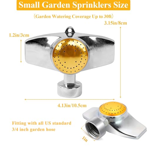 360 Degree Metal Spot Sprinkler,Small Sprinkler Garden for Small Areas Lawn Sprinklers for Yard Circle Pattern with Gentle Water Flow Garden Watering (1, Yellow)