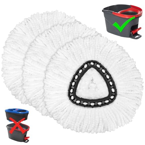 3 Pack Mop Replacement Heads for O-Ceda EasyWrin Spin Mop, Microfiber Spin Mop Refills, Easy Cleaning Mop Head Replacement