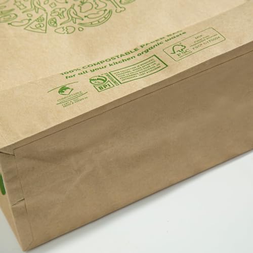 Hytrend-Kitchen Food Waste Bag-35 Bags-%100 Compostable paper Bag - Leak Resistant Liner - Small-Certified by BNQ and BPI,CMA-I,CMA-W