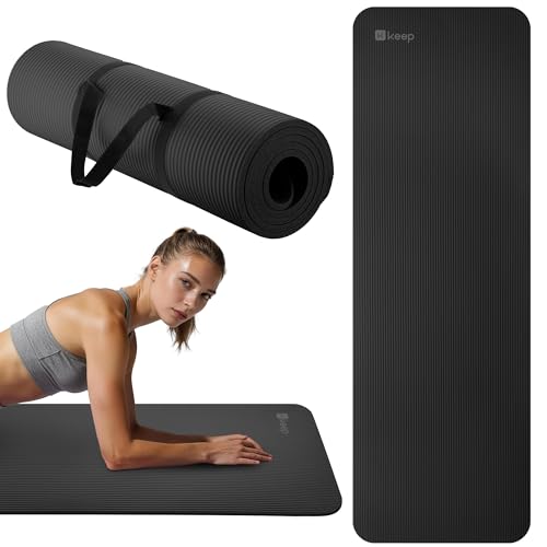 KEEP Extra Thick NBR Yoga Mat for Women & Men, 10mm Thick, 72”x24” Large Exercise Mat with Non-Slip Workout Mat for Yoga, Pilates, Stretching, Meditation – Wide & Cushioned Fitness Mat